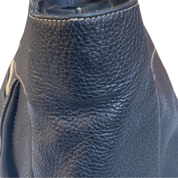 FURLA Black Pebbled Leather Hobo Handbag Purse Bag - Picture 4 of 16